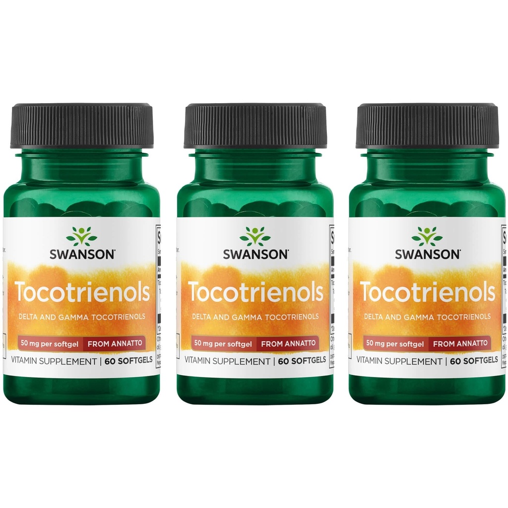 Swanson Deltagold Tocotrienols-Annatto Tocotrienols Supporting Healthy Cholesterol Levels Bereits innerhalb der normalen Range-Vitamin E Tocotrienols 99% Tocopherol Free (60 Softgels, 50mg Jeder) (3 Pack)