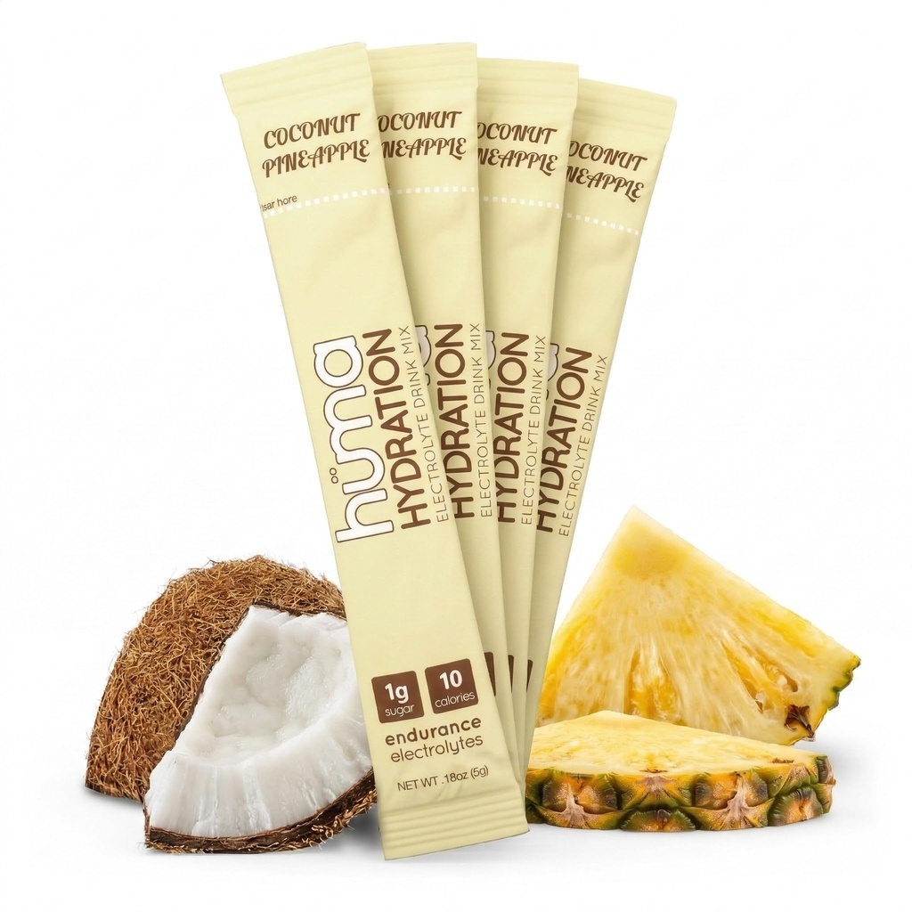 HUMA CHIA Hydration Drink Mix, Kokosnuss Ananas 30 Packungen - Niedrige Kalorien, hochelektrolytisches Pulver für Sport & Übung - 100% natürlich, 1g Zucker, 10 Cal