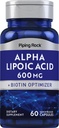 Piping Rock Alpha Lipoic Acid 600mg | ALA mit Biotin Optimizer | 60 Kapseln | Non-GMO, Gluten kostenlose Ergänzung
