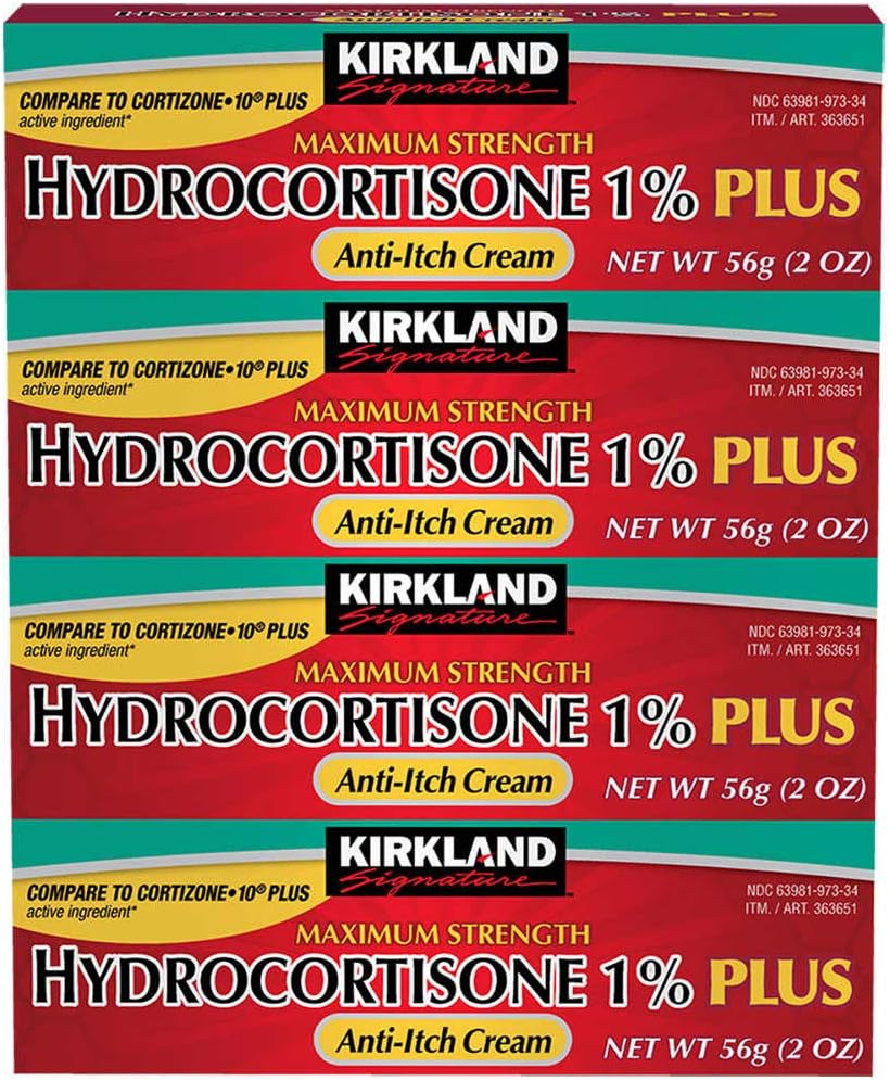 Kirkland Signature Hydrocortisone 1% Plus Anti-Itch Cream, 8 Unzen (Pack von 4)