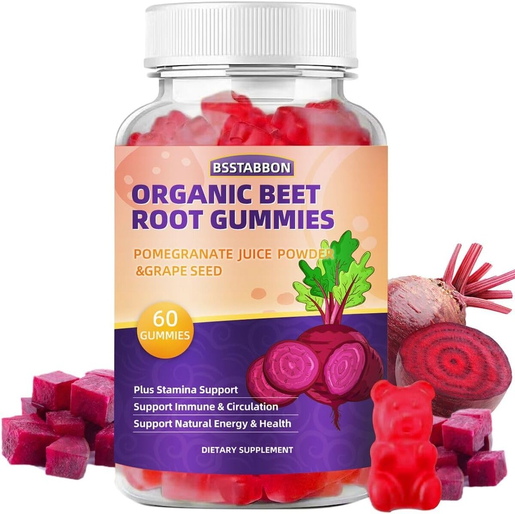 Rübe Root Gummis mit Rübe Root Extract, Granatapfel Juice Power,Grape Seed Extract Ergänzung für Männer und Frauen Non-GMO und Gluten Free,60Gummies