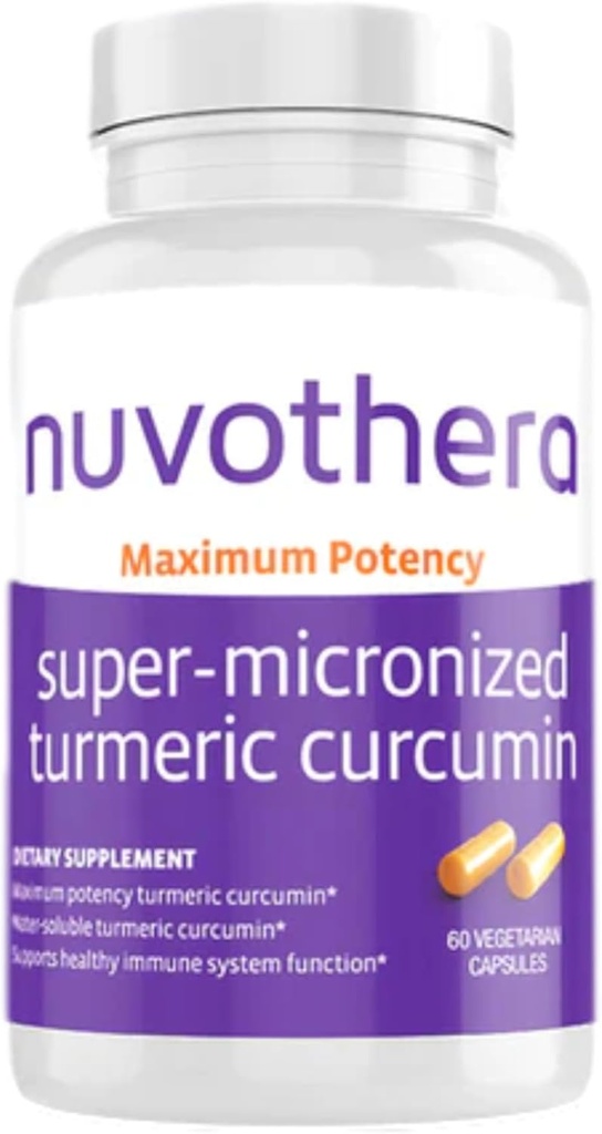 Nuvothera Super-Micronized Turmeric Curcumin Kapseln 1-Monats-Versorgung Schnelle Absorption, Ganze Wurzel, Non-GMO, Unterstützt Gelenk, Haut, Gut Gesundheit & Antioxidantien (60 Kapseln)