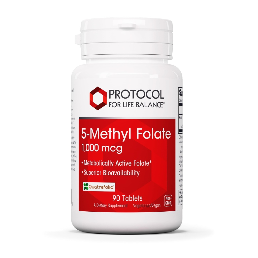PROTOCOLLO PER LA VITA BALANCE 5-metilfolato 1000mcg - Biodisponibilità del Folato di Metile Superiore - per il Supporto del Cervello - Integratore di Folate per Donne & Uomini - Kosher & Vegan - 90 Tabs