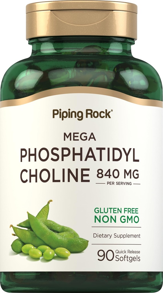 Piping Rock Phosphatidyl Choline Supplement | 840mg | 90 Softgels | von Soy Lecithin | Non-GMO, Glutenfrei