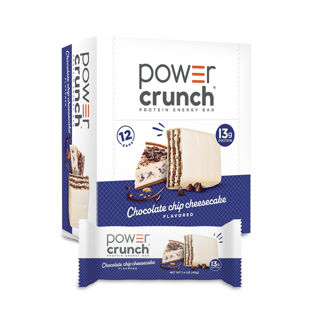 Power Crunch Protein Wafer Bars, High Protein Snacks mit leckerem Geschmack, Schokolade Chip Käsekuchen, 1.4 Unze (12 Count)