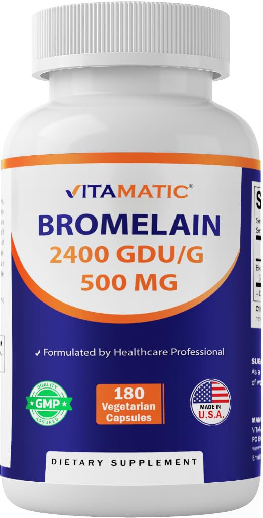 Supplément bromelain Vitamatic 500mg – 2400 GDU/g – 180 Capsules