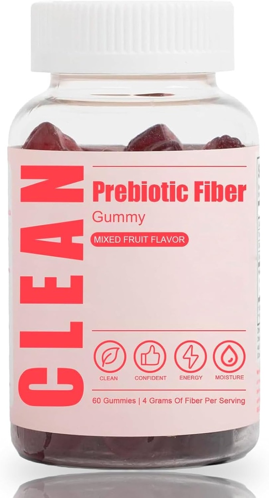 Gommy de fibre prébiotique propre, Gommy de fibre propre, Gommy de fibre prébiotique pour les hommes, supplément de fibre prébiotique biologique pour la santé des gourdes digestives, 60 Gommy (1pc)