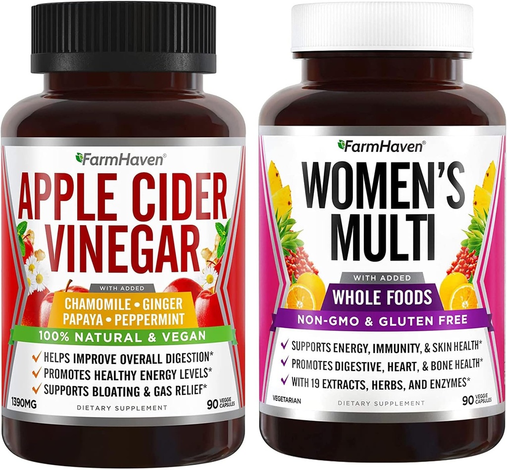 Capsule di Aceto di sidro di mele FarmHaven con Ginger & Multivitamin per le donne