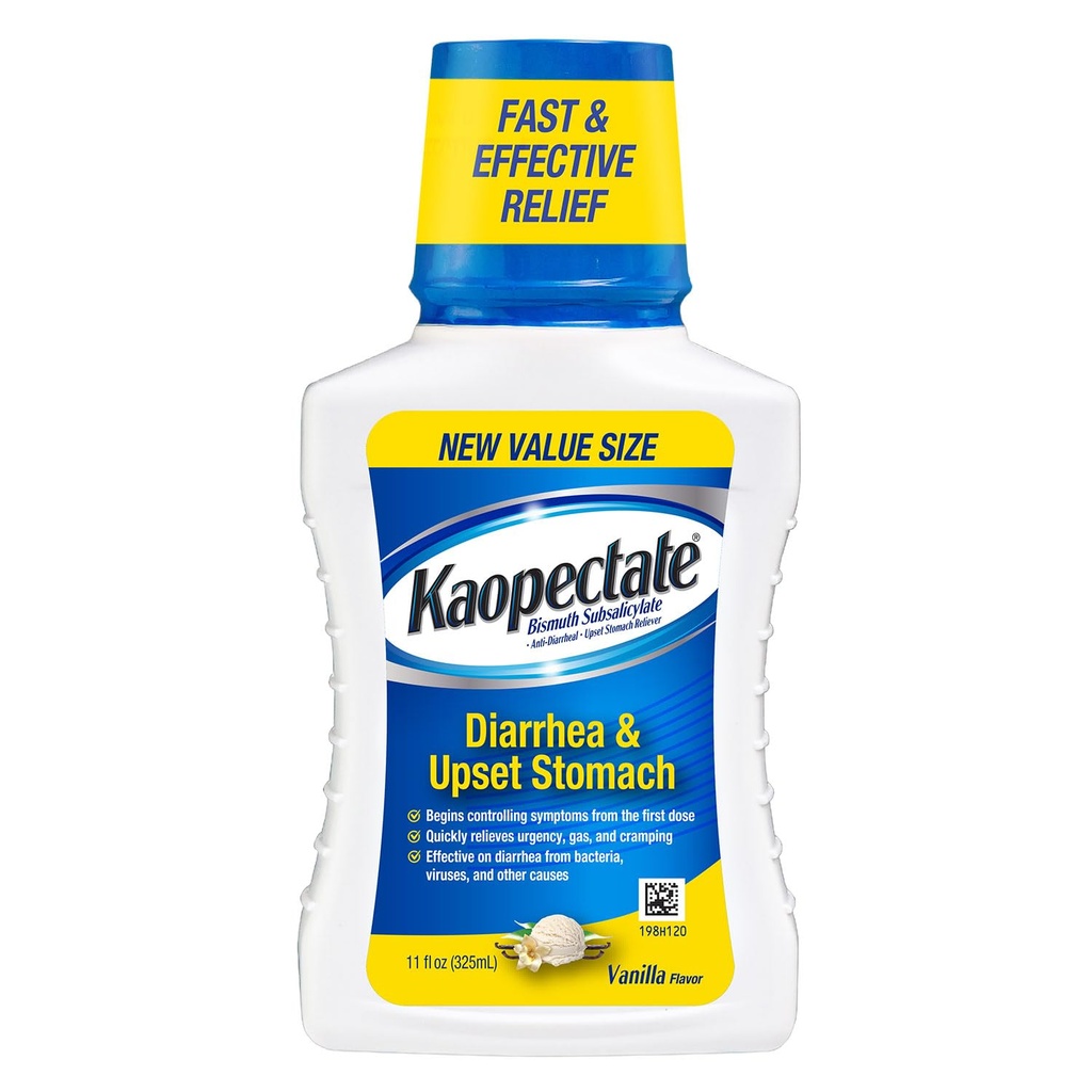 Kaopectate Vanilla Multi-Symptom - Durchfallmedikation für Erwachsene mit Bismuth Subsalicylat, Anti-Diarrhea-Medizin für Stomach Relief - 11oz