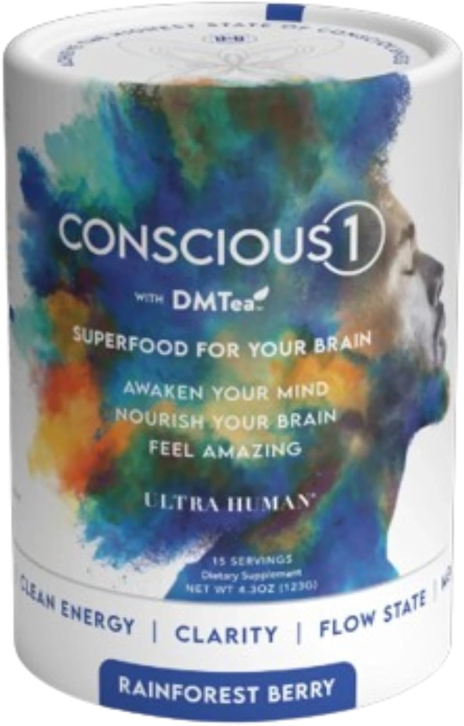Ultra Human CONSCIOUS1 - Fokus Boosting Superfood Blend - Regenwald Berry - 30 Servierungen (Pack von 1)