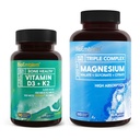 BioEmblem Triple Magnesium Complex 180 Kapseln mit Vitamin D3 K2 90 Kapseln