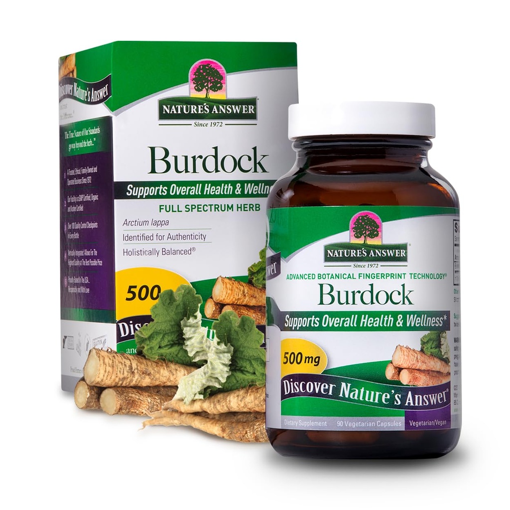 Natur Antwort Burdock Root 500mg 90-Capsules | Natürlicher Detoxifier | Fördert die Blutzirkulation | Gemeinsame & Skin-Unterstützung | Liver & Kidney Funktion | Glutenfrei, Non-GMO, Vegan | Single Count