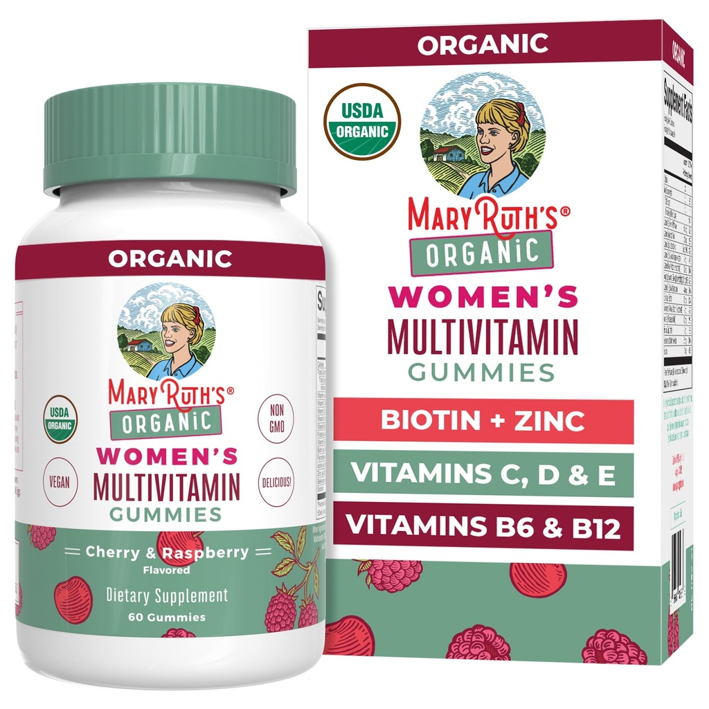 MARYRUTH'S Multivitamin Gummies for Women Ages 14+ | Supporto Immune | Hair & Skin Health | Salute riproduttiva | Vitamina A C D E B6 B12 Biotin Zinc Iodine | Organic | Vegan | Non OGM | 60 Conte