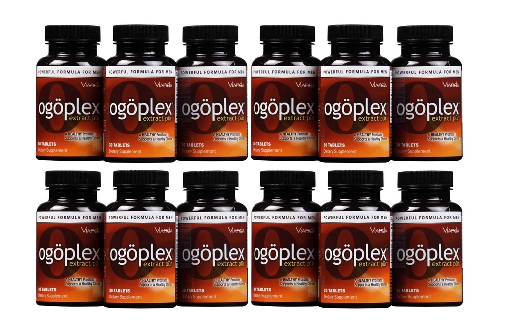 ogoplex® - Supplément santé prostate masculine et soutien urinaire avec Graminex® Swedish Flower Pollen, Saw Palmetto, Phytostérols & Lycopène - 1 mois d'approvisionnement (12 pack)