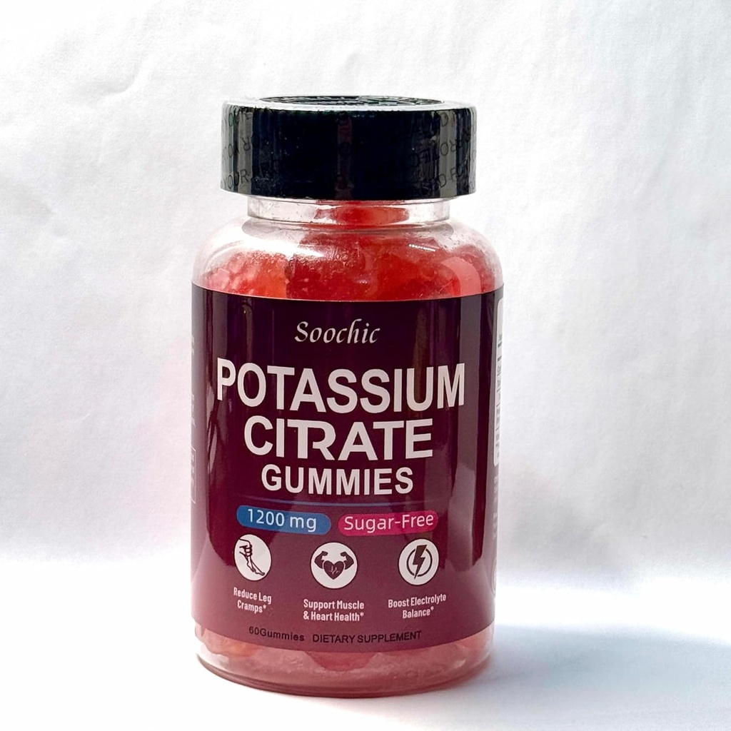 Soochic Potassium Gummi - 1200mg Kalium Citrat für Männer & Frauen - unterstützt Leg Cramps & Muskel Gesundheit
