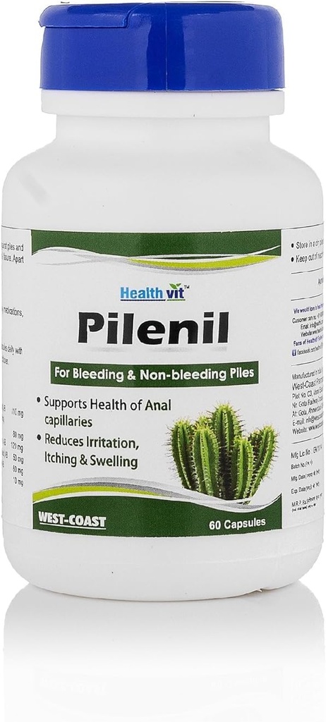 Generisches ATS Pilenil für Blutungen und Blutungen Piles | Irritation, Juckreiz und Schwellung | Anal Kapillaren | für Männer & Frauen | 60 Kapseln