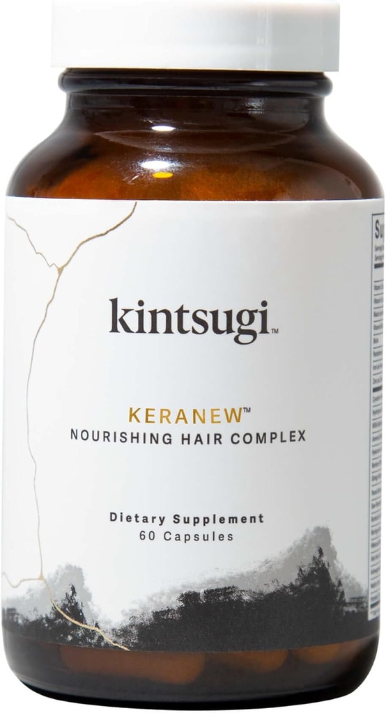 Kintsugi KeraNew Nourishing Hair Complex- Helfen Sie Zeichen von Aging Hair zu bekämpfen, Beilage für starke, voluminöse Strands- Unterstützt gesundes, Fuller Looking Hair w/ Keratin, Collagen, & Biotin (60 Kapseln)