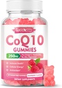 Zuckerfreie CoQ10 Gummie 250mg, Coenzym Q10 Ergänzungen Plus Omega-3, Vitamin B6 & Zink, hohe Absorption CoQ10 Ergänzung für Cellular Energy & Antioxidans Unterstützung, Himbeer Geschmack, Vegan 60Cts