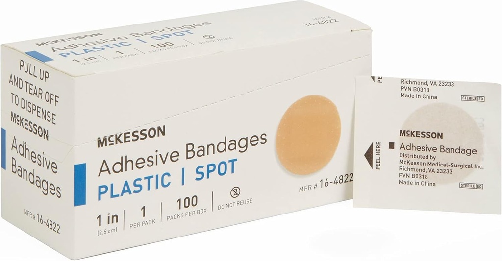 McKesson Klebebandagen, Steril, Kunststoff Spot, 1 in, 100 Count, 24 Packs, 2400 Insgesamt