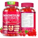 Magnesium Glycinate Gummi 600mg, Zucker freie Magnesium-Gummi-Gummi-Gummi-Ergänzungen für Körperunterstützung, Zzz und Entspannung, 120 Zähler