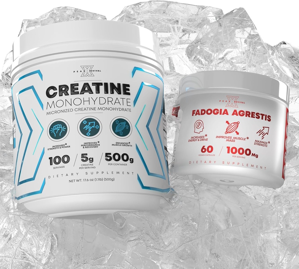 Performance Micronized Creatine Monohydrate Powder Supplement + Fadogia Agrestis Gluten Free, Non-GMO, Vegan