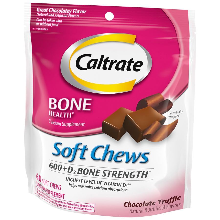 Caltrate Calcium & Vitamin D Soft Chews Chocolate Tartufo 60 Ciascuno (Pacchetto di 6)
