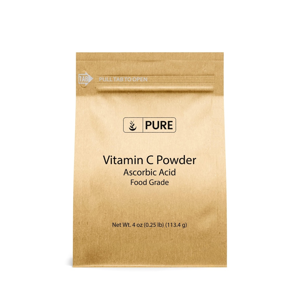 PURE ORIGINAL INGREDIENTI Vitamina C Polvere (4 oz) Acido ascorbico, Non OGM, Integratore alimentare