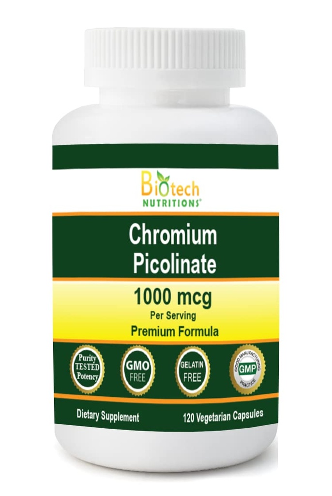 Chrom Picolinat 1000 MCG Servieren 120 Gemüsekapseln