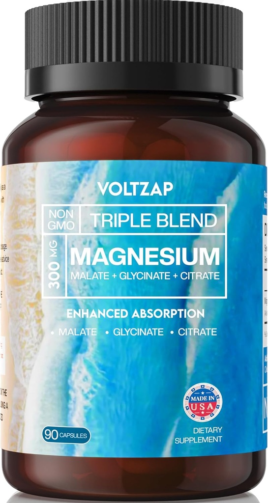 Magnesium Glycinate Triple Complex - Magnesium Citrate Magnesium Malate - Magnesium Supplement für Nerves & Energy - Magnesium 300mg Magnesium Kapseln 90 Zähler