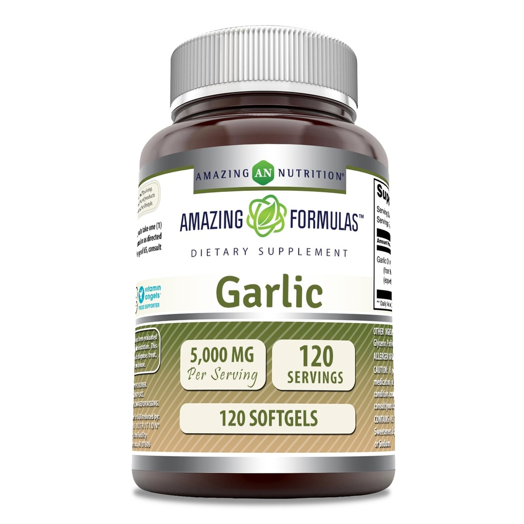 Erstaunliche Formeln Knoblauch Ergänzung | 50 Mg Konzentrat (100:1) | 5000 Mg Äquivalent | 120 Softgels | Non-GMO | Gluten-Free | Made in USA