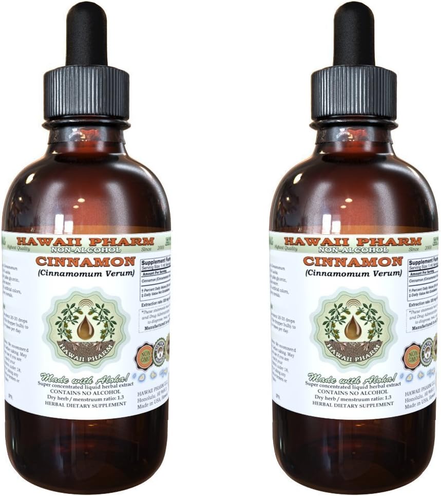 Cinnamon Alcohol Free Liquid Extract, Cinnamon (Cinnamomum Verum) Getrocknete Bark Glycerite Hawaii Pharm Natural Herbal Supplement 2x4 oz