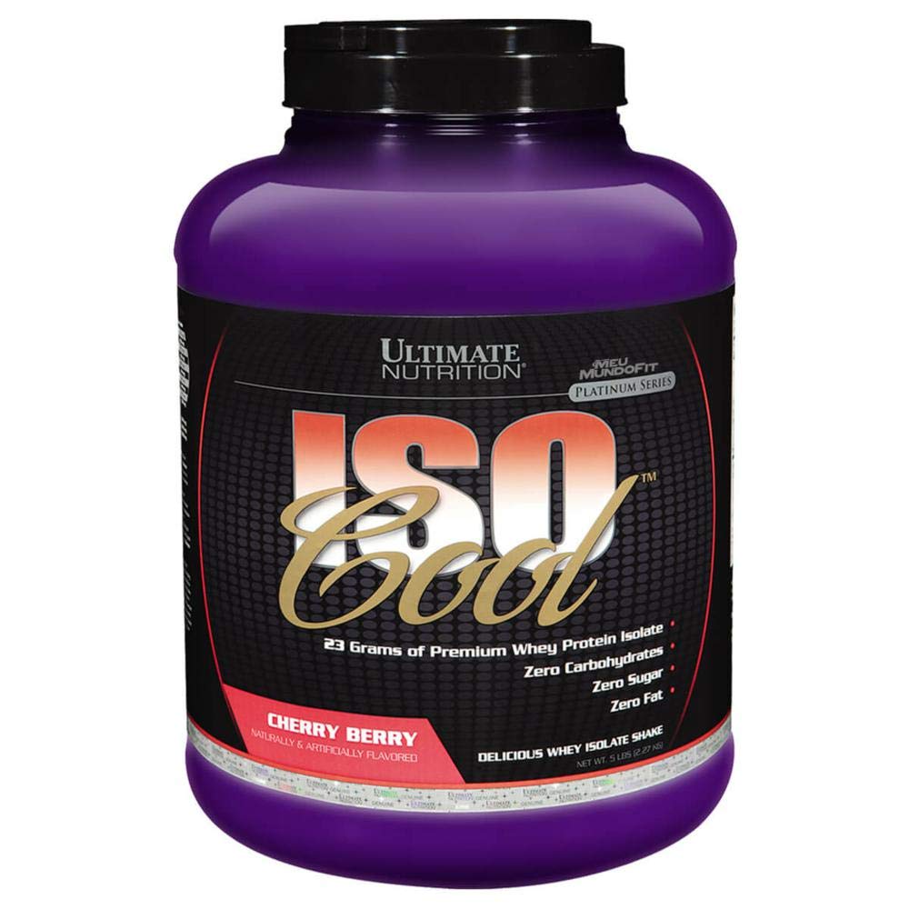 Ultimate Nutrition ISO Cool Pure Whey Protein Isolate Powder - Keto Friendly - 0 Carb 0 Grasso 0 Zucchero - 23 Grammi di Proteine Per Serving, 5 Pounds, Ciliegia