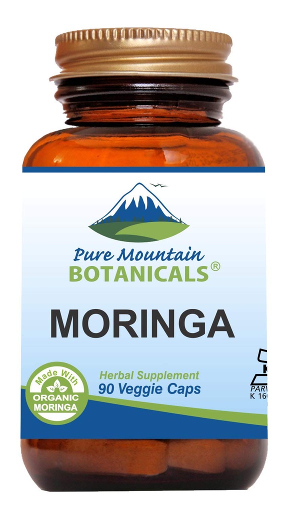 Pure Mountain Botanicals Moringa Leaf Capsule - Kosher Vegan Formula con 1000mg Organic Moringa - Green Moringa Oleifera Superfood Supplemento