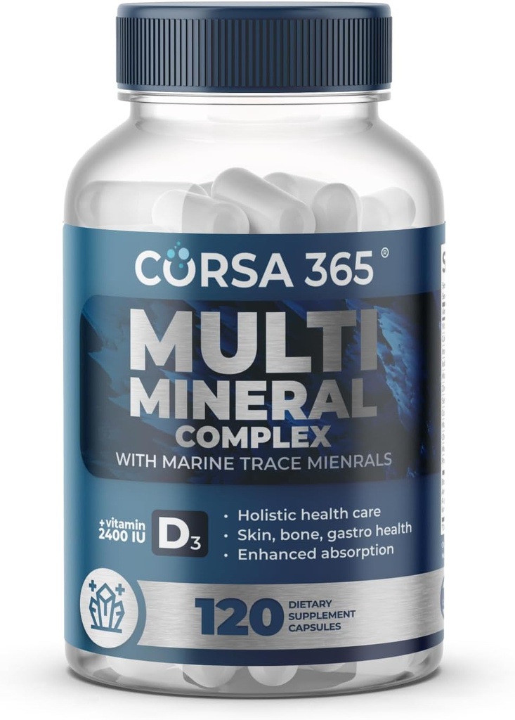 Multiminerale Supplemento Magnesio Complesso con Trace Minerali per Supporto Immune - Potassio Magnesio Supplemento Calcium Vitamina D Zinc Cooper Boron Supplemento per Uomini Donne - 120 Capsule