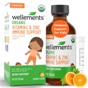 Wellements Organic Vitamin C & Zink Immununterstützung* Ergänzung für Kinder 2 Monate + | USDA Organisch, frei von Farbstoffen, Paragonen & Top 9 Die häufigsten Allergene, Orange Flavor, (4 Fl Oz)