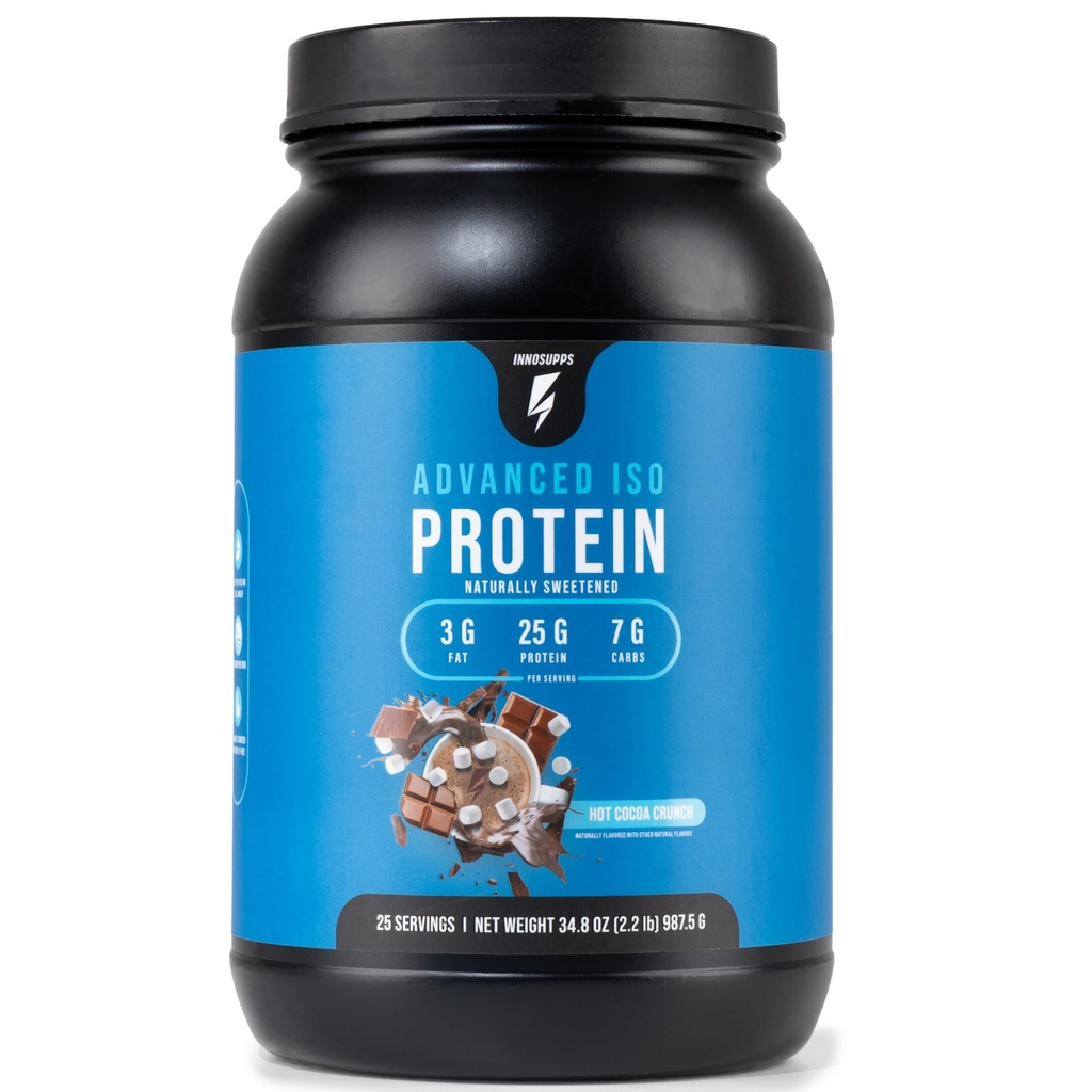 InnoSupps Protéines Iso avancées , 100% Whey Isolate Protéines Poudre , Pas d'adoucissants artificiels , faible teneur en gras , faible teneur en glucides , 25g de protéines , sans hormones , sans gluten , sans soja , (Hot Cocoa Crunch)