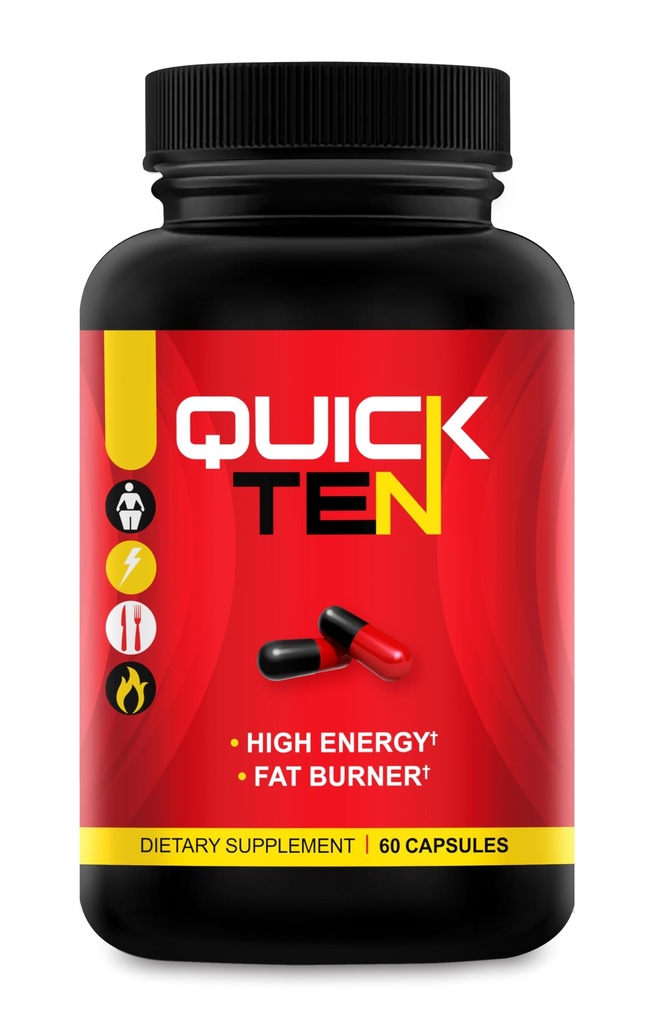 Quick Ten - Meilleures pilules de perte de poids - Booster de métabolisme naturel, Suppresseur d'appétit, pilules de brûleur de graisse - pilules de régime Premium pour les femmes et les hommes - Energy and Focus Blend - 60 Capsules