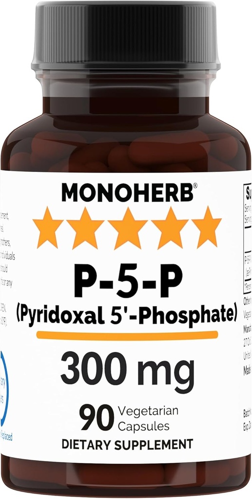 MONOHERB Pyridoxal 5-Phosphat 300 mg - 90 Vegetarische Kapseln - P5P Aktiviertes Vitamin B6 - Hochverfügbar