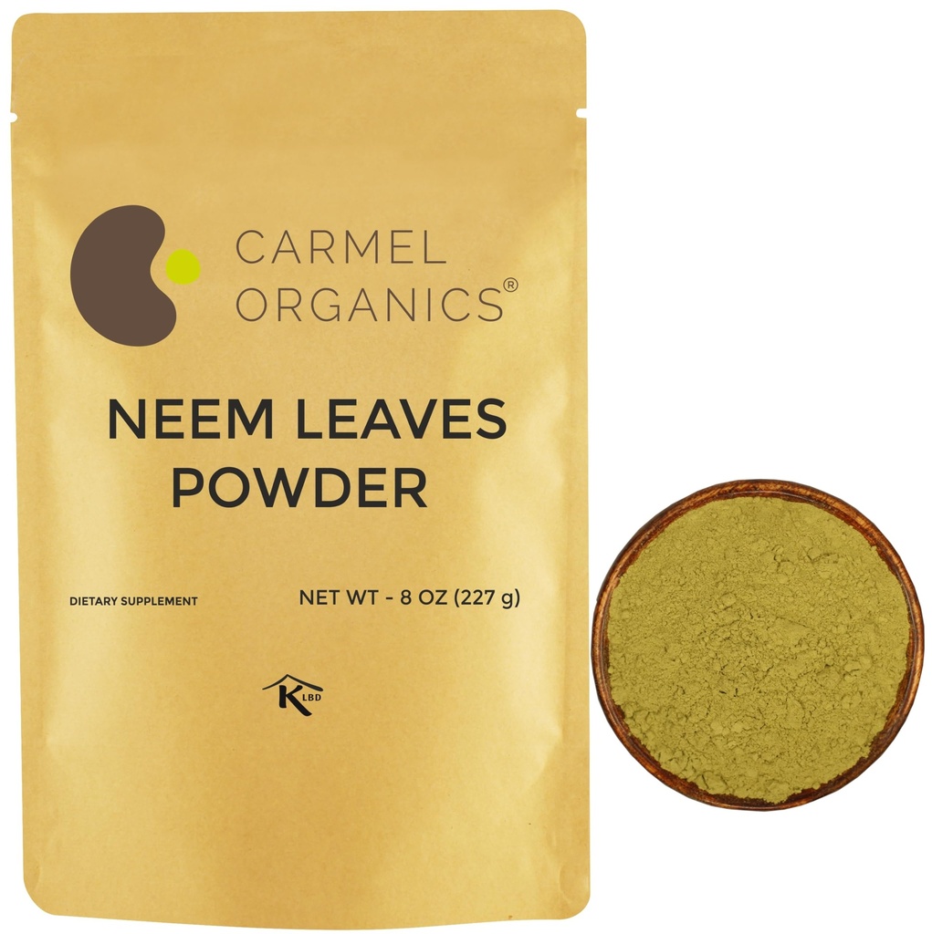 CARMEL ORGANICS Neem Blätter Pulver | 8 Oz oder 227 Gramm | Natürliche | Nicht GMO | Keine zusätzlichen Konservierungsstoffe oder Additive | Azadirachta Indica Pulver