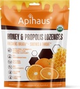 Miele e Propolis Lozenges Arancione Flavor, rinfresca il respiro - Soothes a Throat- Supporto immunitario con vitamina C, vitamina D e zinco, 20 Conte