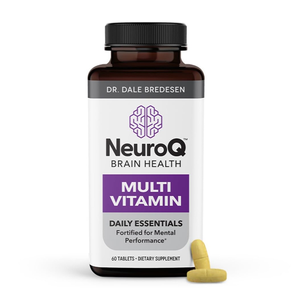 NeuroQ Daily Essentials Multivitamine – Soutien du cerveau et du corps à haut potentiel avec Choline 550 mg, PQQ, CoQ10, acide alpha lipoïque – soutient la mémoire, l'énergie, la focalisation cognitive et le bien-être quotidien – 60 comprimés