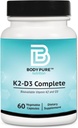 Body Pure K2-D3 Complete - 5000iu von Vegan D3 & 45mcg Vitamin K2 als MK7 (MenaQ7® PRO)| Eine Tagesformel, Non-GMO Verified, Vegan Certified, Gluten & Soy Free - 60 Kapseln