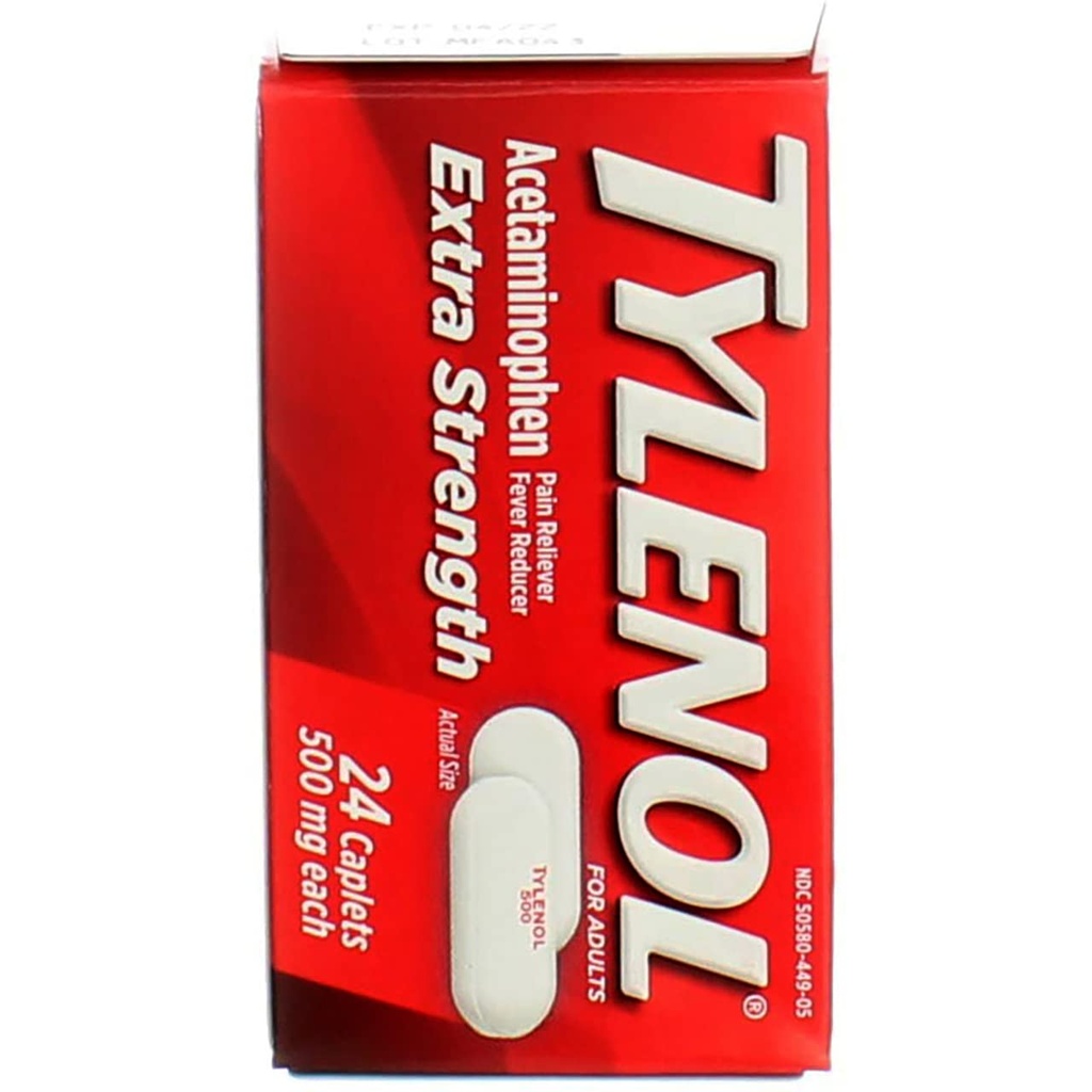 Capettes Tylenol Extra Strength, 500 mg - 24 ct, boîte de 3