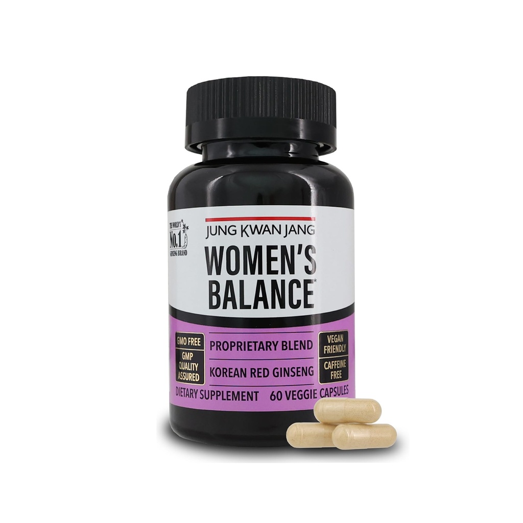 JungKwanJang Women's Balance mit Korean Red Ginseng für Energieniveau, Verdauungssystem und Kognitive Gesundheitsergänzung, 60 Kapseln