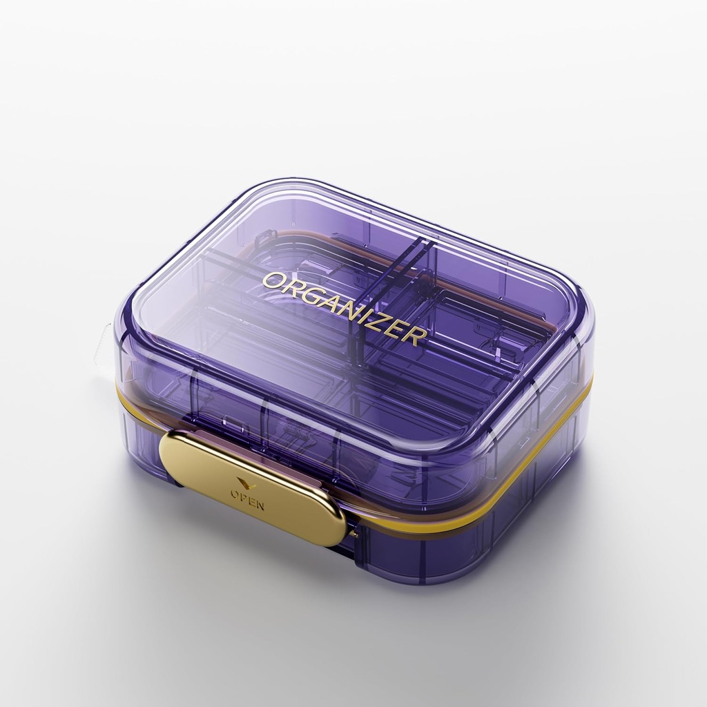 Bexeen Medicine Pill Organizer Viaggi Carina contenitore Pill Box Piccolo Pill Box per Purse Mini Pill Case Portable Vitamin Holder Organizer Compact Travel Size Farmacia tascabile giornaliera per supplemento