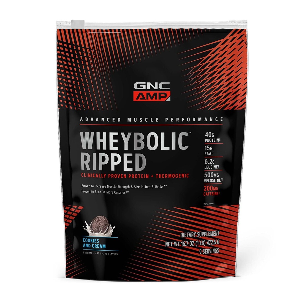 GNC Amp Wheybolic Ripped - Cookies et crème (9 portions)