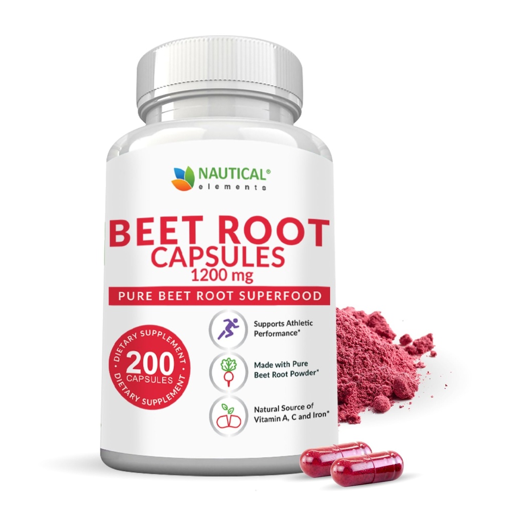 Beet Root Capsules - 1200mg pro Servierung - 200 Beet Root Powder Capsules - Beetroot Powder unterstützt Blutdruck, athletische Leistung, Verdauungs-, Immunsystem (Pure, Non-GMO & Gluten Free