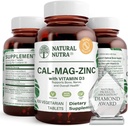 Natürliche Nutra Calcium Magnesium Zink-Ergänzung mit Vitamin D3 für Knochenstärke, hilft Muskelkraft zu verbessern, Gesundheit Glutenfrei, und Zuckerfrei, essentielle Mineral Complex 100 Count (Pack von 3)