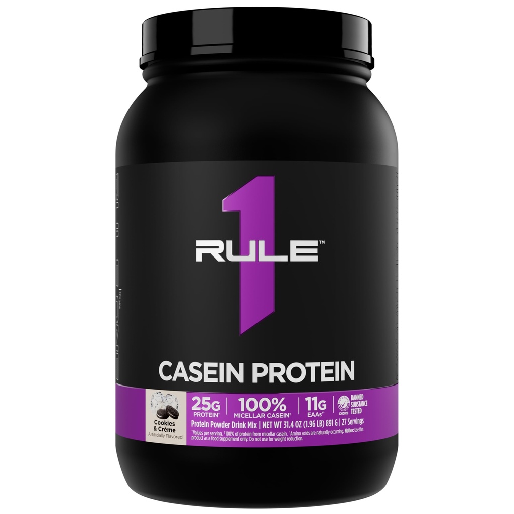 Regola 1 Casein Protein - 25g Proteine e 11g EAAs Per Servire da Slow-Release Micellar Casein per il recupero notturno e la consegna prolungata tra pasti (2 Pounds*, Cookies & Crème)
