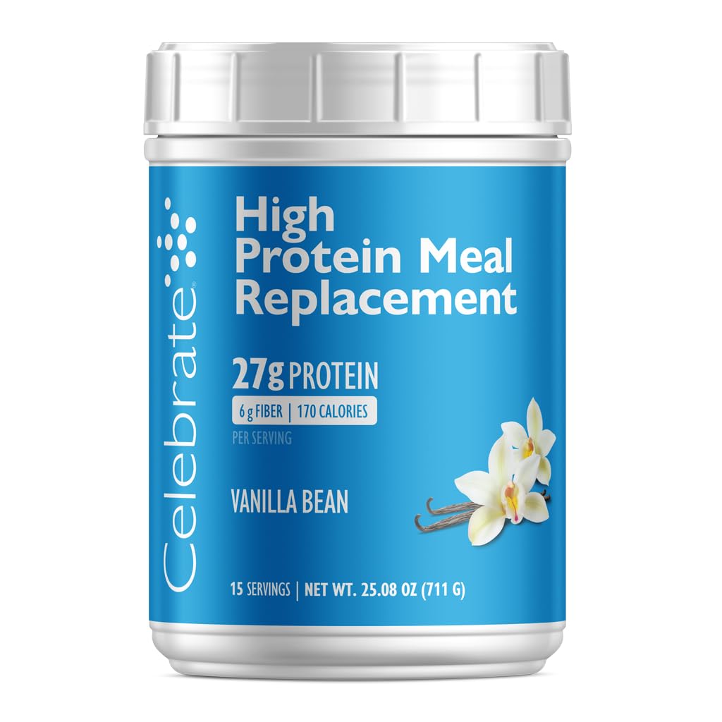 Celebrate Vitamins High Protein Meal Replacement Shake, 27 g Protein Powder, 6 g Fiber, Für Post-Bariatric Surgery Patienten, Vanilla Bean, 15 Portionen
